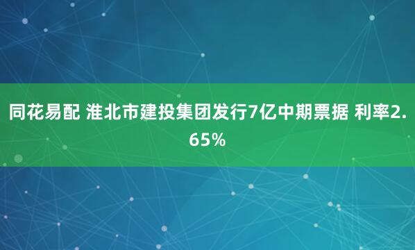 同花易配 淮北市建投集团发行7亿中期票据 利率2.65%
