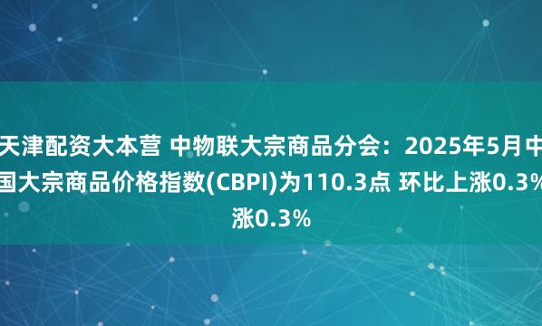 天津配资大本营 中物联大宗商品分会：2025年5月中国大宗商品价格指数(CBPI)为110.3点 环比上涨0.3%