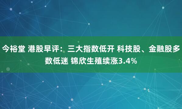 今裕堂 港股早评：三大指数低开 科技股、金融股多数低迷 锦欣生殖续涨3.4%